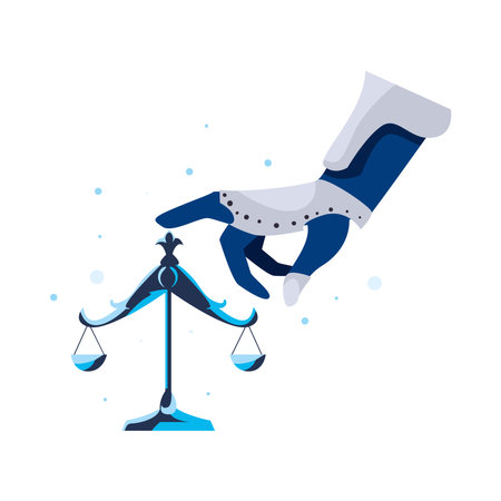 ai robot hand and justice scaleのイラスト素材