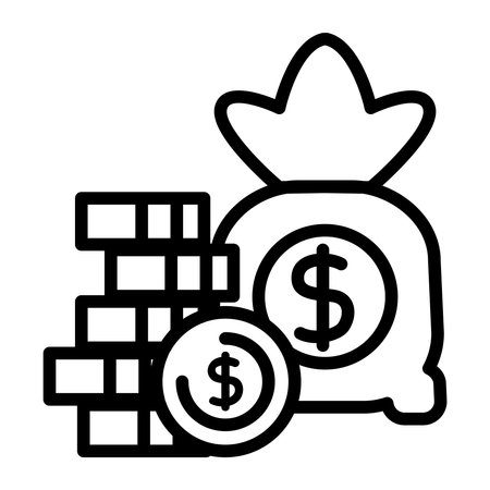 money bag coins dollar icon lineのイラスト素材