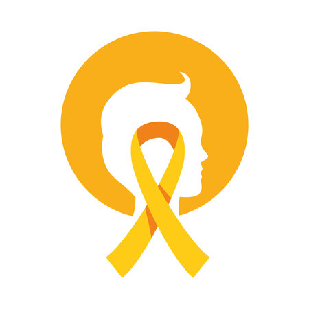 Yellow ribbon on circular background for awarenessのイラスト素材