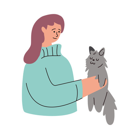 Woman Holding Cat Iconのイラスト素材
