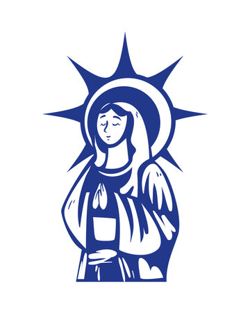 Virgin Mary with Halo Iconのイラスト素材