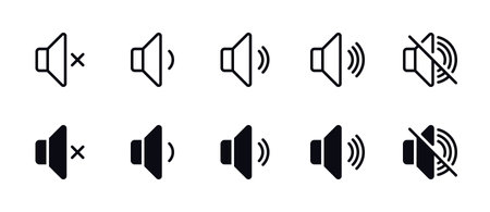 Speakers Icons Set - Audio, Sound System, Music Vector Graphicsのイラスト素材