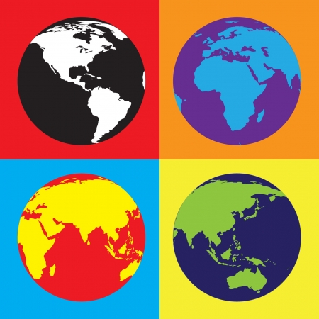 Pop Art World Globesのイラスト素材