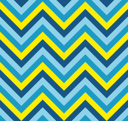 Seamless vector blue and yellow zig zag pattern texture background wallpaperのイラスト素材