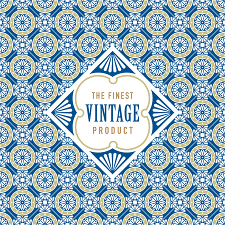 Vintage label on seamless vintage background texture patternのイラスト素材