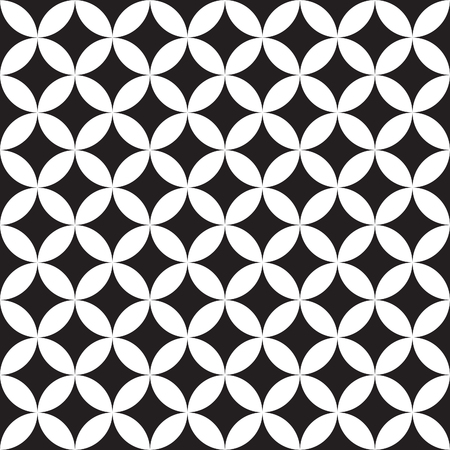 Seamless pattern background, intersecting  geometric circles in black and white. Retro vintage vector design.のイラスト素材