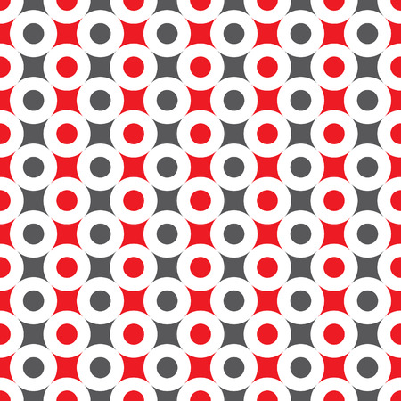 Seamless abstract circle pattern in red, black and grey. Touching rings pattern.のイラスト素材
