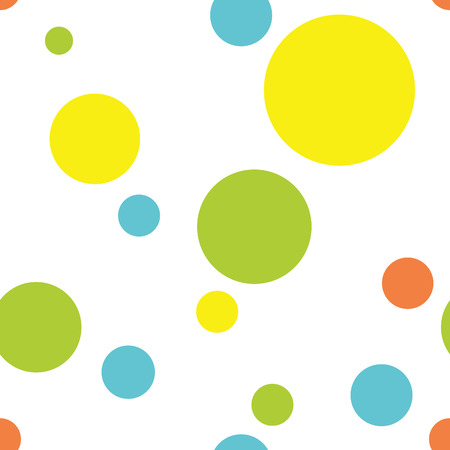 Seamless Polka Dot Pattern Background in Turquoise, Lime Green, Yellow and Orangeのイラスト素材