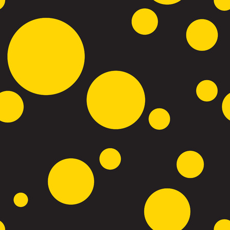 Seamless Polka Dot Pattern Background in Yellow and Blackのイラスト素材