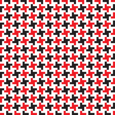 Seamless abstract red and black geometric weave pattern background.