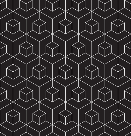 Seamless 3d wireframe cube structure pattern backgroundのイラスト素材