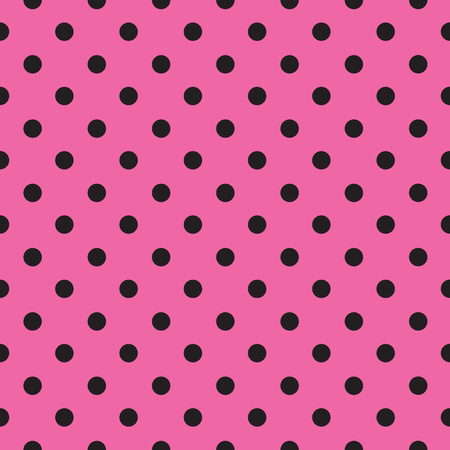 Seamless pink and black polka dot pattern background.のイラスト素材