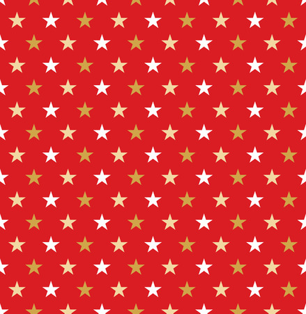 Seamless Christmas red and gold star wrapping paper pattern. Christmas star pattern background.のイラスト素材