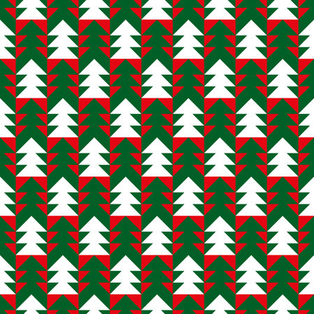 Seamless pattern with Christmas trees in red, green and white colorsのイラスト素材
