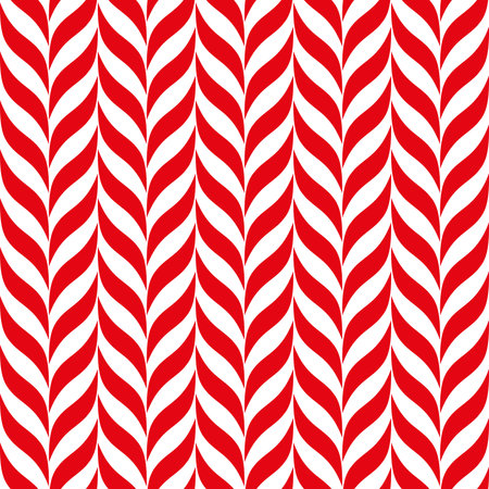Seamless vector pattern. Modern stylish texture. Regularly repeating geometrical ornament with wavy lines. Red and white colors.のイラスト素材