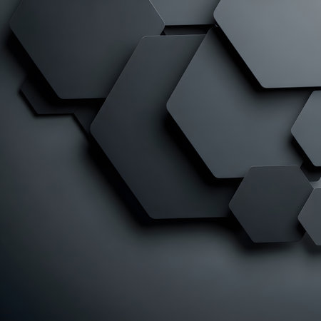 Abstract 3d rendering of hexagon shapes. Futuristic background design.の素材