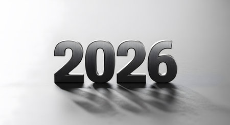 New Year 2016 - 3D Illustration. Silver Numbers on a White Background.の素材