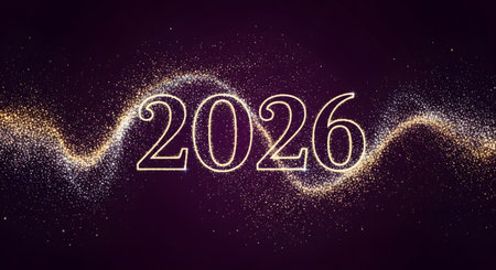 2020 Happy New Year background with golden glittering numbers. Vector illustration.の素材