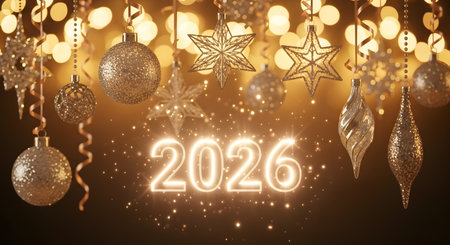 New Year 2016 background with lights and christmas decorations. 3d renderingの素材