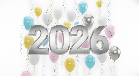 Happy New Year 2016 celebration background with balloons. 3D Renderingの素材