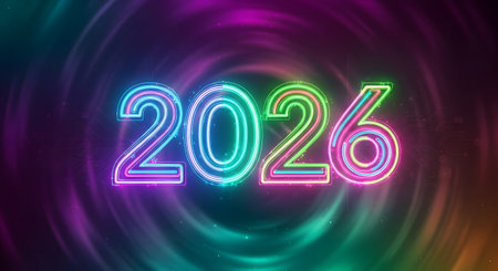 New Year 2016 neon background. Vector illustration. New Year 2016 neon background.の素材