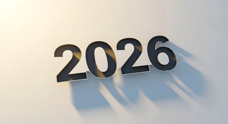 New Year 2016 3d render text on a white background with shadowの素材