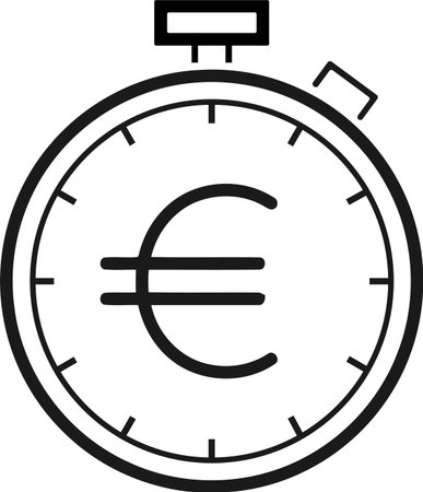 Stopwatch with euro sign icon isolated on white background. Vector Illustrationのイラスト素材