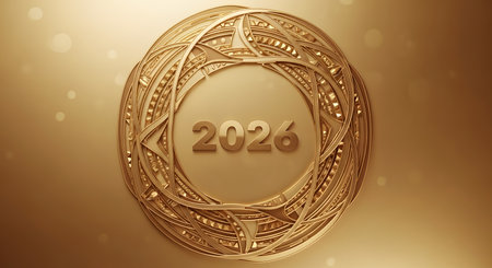 Festive 2026 luxury celebration. Ornamental circular new year design.の素材