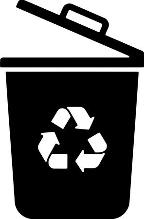 Black Trash can icon isolated on white background. Garbage bin sign. Recycle basket icon. Office trash icon. Vector Illustrationのイラスト素材