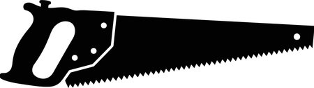 Hand saw in black silhouette isolated on white background. Vector illustration.のイラスト素材