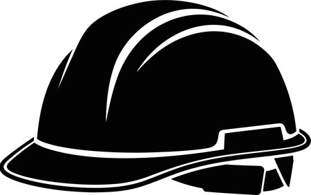 Illustration of a construction helmet on white background done in black and white.のイラスト素材