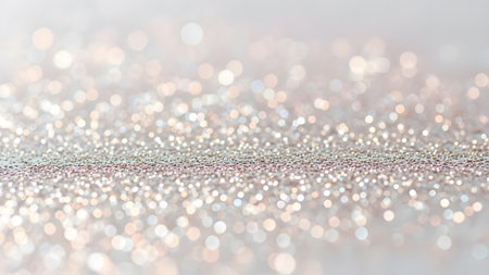 Sparkling glitter background with bokeh. Shimmering silver and gold for festive design.の素材