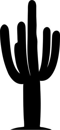 Cactus Silhouette, Vector Illustration, Isolated On White Backgroundのイラスト素材