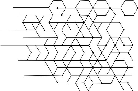 Abstract background with black and white lines and dots. Vector illustration.