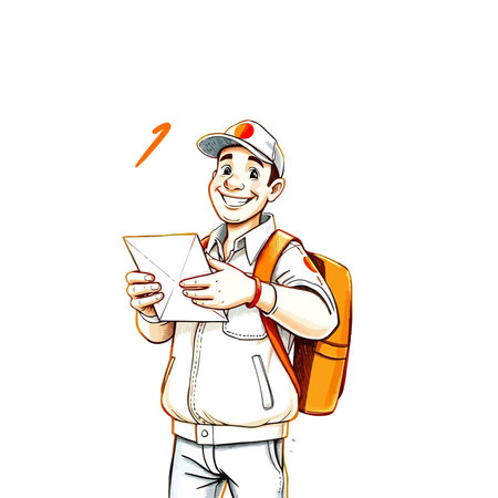 A smiling young delivery man Cartoon Vector Illustration isolated on a white background