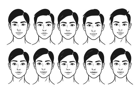 Minimalist and simplified head outlines, ideal for modern designs and clean artistic projects.のイラスト素材