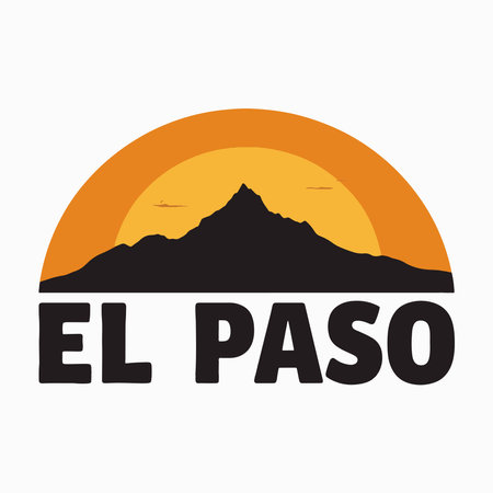 A silhouette of the Franklin Mountains behind the El Paso skyline, highlighting the city iconic architecture and mountainous backdropのイラスト素材