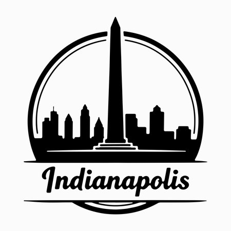 A silhouette of the Soldiers and Sailors Monument at the center with the city skyline, showcasing iconic architecture and historical landmarksのイラスト素材