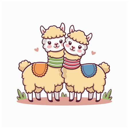 alpaca animal lying vector Illustration on a white backgroundのイラスト素材