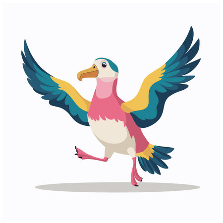 Cartoon cute bird albatross Colorful vector flat vector illustration white backgroundのイラスト素材