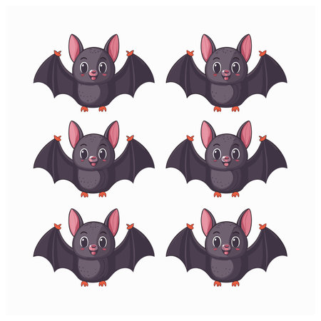 Set of bat, flat cartoon isolated on white background. Vector illustration white backgroundのイラスト素材