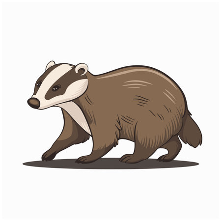 Cute Badger cartoon vector illustration white backgroundのイラスト素材