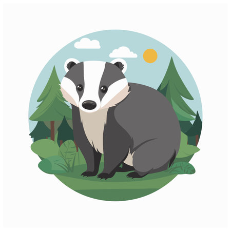 Cute Badger cartoon vector illustration white backgroundのイラスト素材