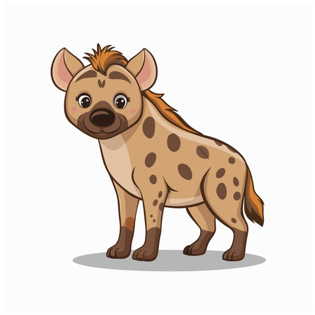 Set Hyena character with different action poses and views isolated on white backgroundのイラスト素材