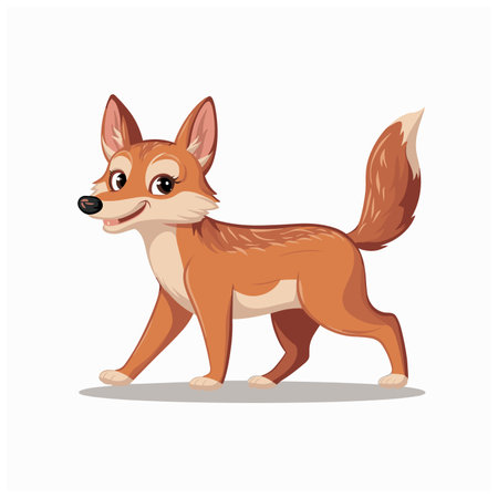 Cute Jackal cartoon animal vector illustration white backgroundのイラスト素材