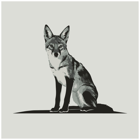 Cute Jackal cartoon animal vector illustration white backgroundのイラスト素材