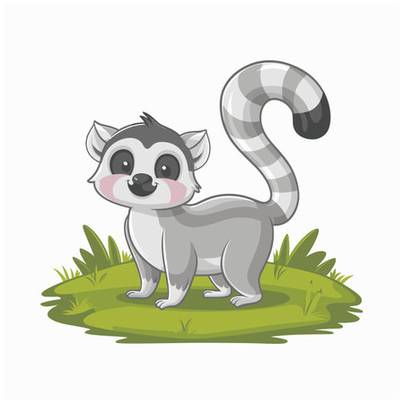 Collection of cute funny exotic lemurs isolated on white background. Set of adorable tropical...