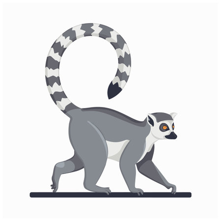 Collection of cute funny exotic lemurs isolated on white background. Set of adorable tropical...