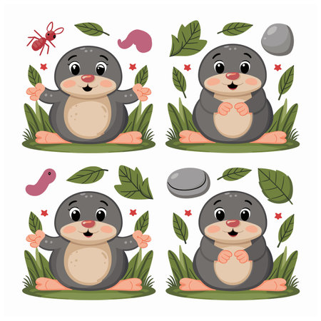 cute mole on white background. Vector illustration with animal in cartoon style.のイラスト素材