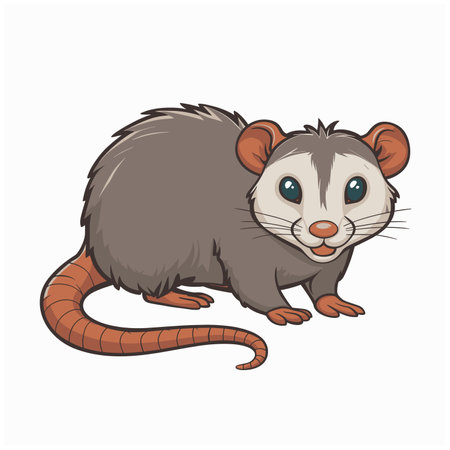 Cute cartoon possum isolated on a white background. Vector illustrationのイラスト素材